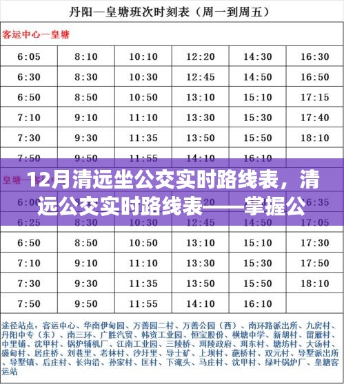 清遠(yuǎn)公交實(shí)時(shí)路線(xiàn)表，掌握公共交通出行信息的三大要點(diǎn)及12月最新路線(xiàn)表