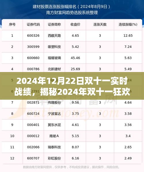 揭秘2024年雙十一狂歡盛宴，12月22日實時戰(zhàn)績火熱出爐，購物狂歡節(jié)回顧與展望
