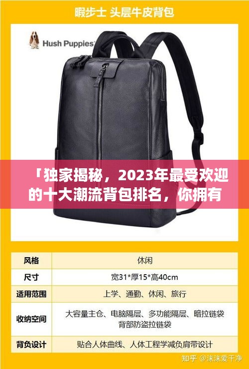 「獨(dú)家揭秘，2023年最受歡迎的十大潮流背包排名，你擁有了嗎？」