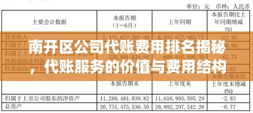 南開區(qū)公司代賬費用排名揭秘，代賬服務(wù)的價值與費用結(jié)構(gòu)解讀