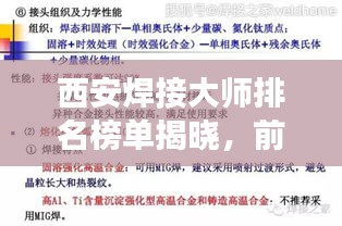 西安焊接大師排名榜單揭曉，前十名焊接工藝巨匠風(fēng)采展示