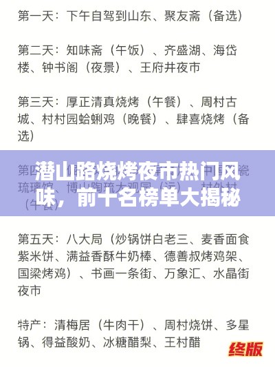 潛山路燒烤夜市熱門風(fēng)味，前十名榜單大揭秘！