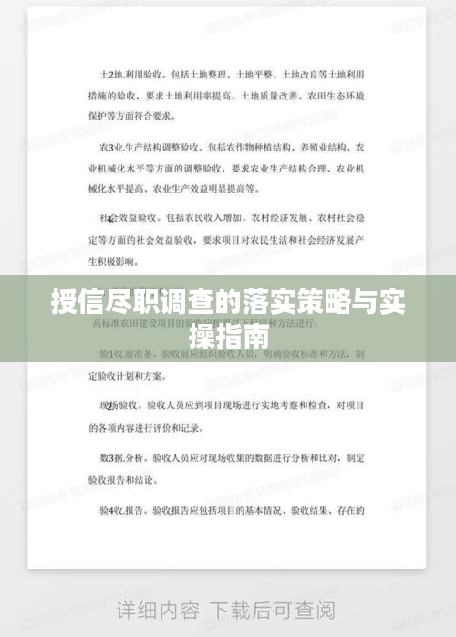授信盡職調查的落實策略與實操指南