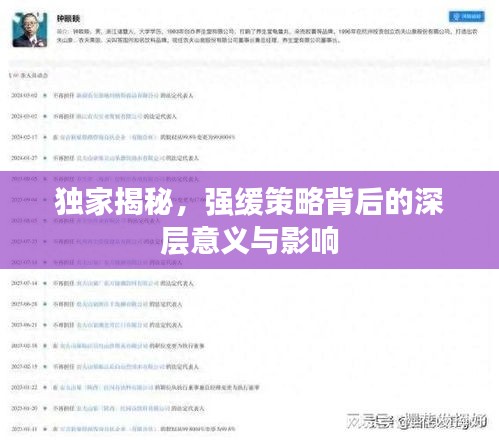 獨(dú)家揭秘，強(qiáng)緩策略背后的深層意義與影響