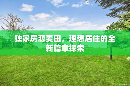 獨家房源麥田，理想居住的全新篇章探索