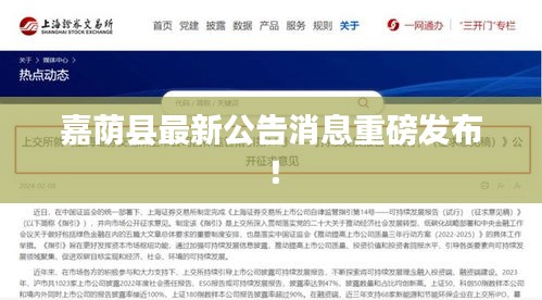 嘉蔭縣最新公告消息重磅發(fā)布！